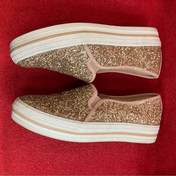 KEDS x KATE SPADE Sz 8.5 Slip On Sparkly Gold Colour Way Rubber Sole Loafer - Picture 6 of 9